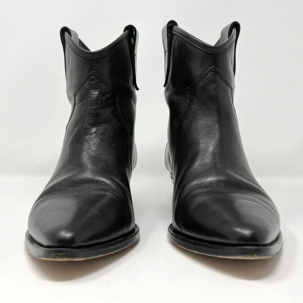 Isabel Marant Dawyna Black Leather Silver Studded Western Pointed Ankle Boots. - Picture 8 of 8